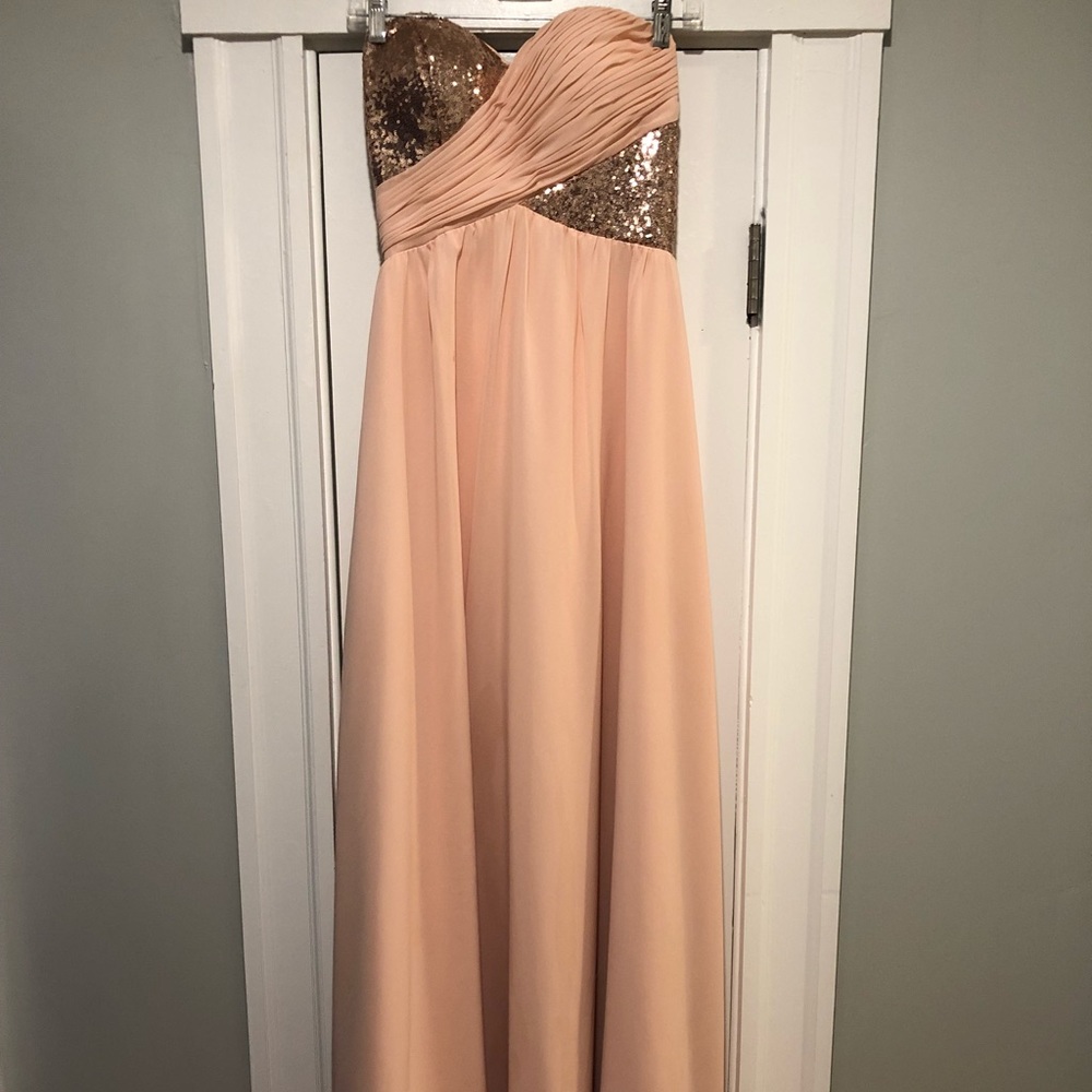 Marlene Joyce pink/rose gold bridesmaid dress